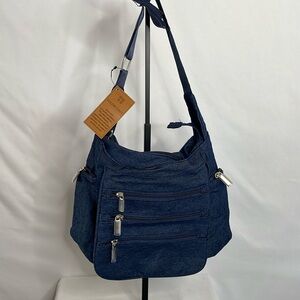 Gold Coast denim rfid organizer bag multiple pockets crossbody jean bag